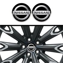 Kit 4 Emblema Nissan cromo fundo preto 48 mm