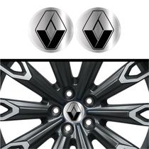 Kit 4 Emblema Renault logo preta fundo cromo 48 mm Kit 4 Emblema Renault logo preta fundo cromo 48 mm