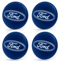 Kit 4 Emblema Resinado Ford Azul Calota 48mm