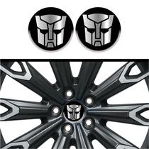 Kit 4 Emblema Transformers logo cromo fundo preto 48 mm Kit 4 Emblema Transformers logo cromo fundo preto 48 mm