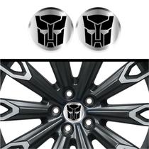 Kit 4 Emblema Transformers logo preta fundo cromo 48 mm Kit 4 Emblema Transformers logo preta fundo cromo 48 mm