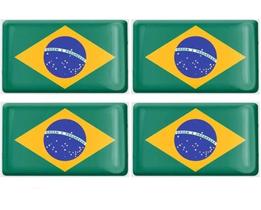Kit 4 Emblemas Adesivo Bandeira Brasil Resinado Carro