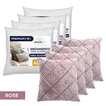 Kit 4 Enchimento de Almofada 45x45 Refil Antialérgico Fibra Siliconada e 4 Capas de Almofada Suede 40x40 Várias Cores Kit 4 Enchimento de Almofada 45x45 Refil Antialérgico Fibra Siliconada e 4 Capas de Almofada Suede 40x40 Várias Cores