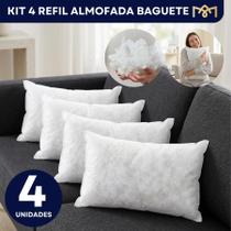 Kit 4 Enchimentos Almofada Baguete Fibra Siliconada 50x30cm Premium Kit 4 Enchimentos Almofada Baguete Fibra Siliconada 50x30cm Premium