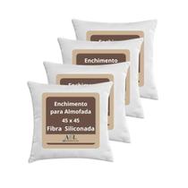 Kit 4 Enchimentos Almofadas Fibra Silicone Siliconada 45x45 cm Macio e Bem Cheio - ABL Almofadas e Cia