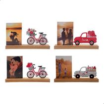 Kit 4 Enfeite Decorativo Com Porta Retratos Presente Dia Dos Namorados 27x16cm