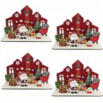 Kit 4 Enfeite Natalino Diorama Cenário Natal Papai Noel 18cm