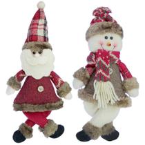 Kit 4 Enfeites Boneco De Neve E Papai Noel Natal Em Tecido 30Cm