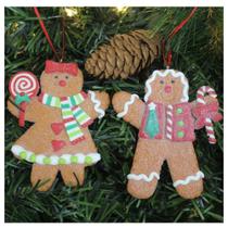 Kit 4 Enfeites Pendente Para árvore De Natal Biscoito Ginger 11cm