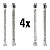 Kit 4 Engate Flexivel Rabicho Em Aço Inox Macho E Fêmea 60cm