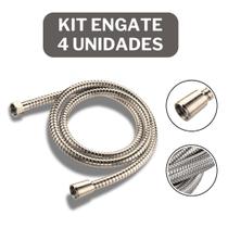 Kit 4 Engate Flexível Trançado Aço Inox 30cm Quente Fria