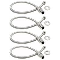 Kit 4 Engate Flexível Trançado Aço Inox 40cm Quente Fria