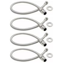 Kit 4 Engate Flexível Trançado Aço Inox 40cm Quente Fria Kit 4 Engate Flexível Trançado Aço Inox 40cm Quente Fria