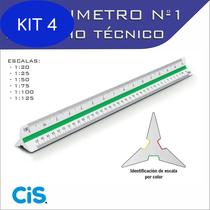 Kit 4 Escalímetro Régua Triangular Plástico 30 Cm N 1 Cis - - Fenix