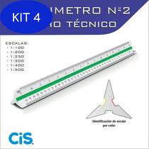 Kit 4 Escalímetro Régua Triangular Plástico 30 Cm N 2 Cis - - Fenix