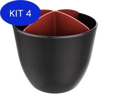 Kit 4 Escorredor De Talheres Preto E Vermelho Pia Cozinha Crippa