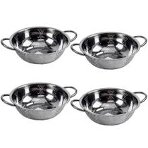 Kit 4 Escorredor Inox Arroz Macarrão Peneira De Cozinha 25Cm