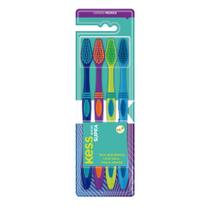 Kit 4 Escova de Dentes Cerdas Médias Coloridas Pack Anual Kess Kit 4 Escova de Dentes Cerdas Médias Coloridas Pack Anual Kess