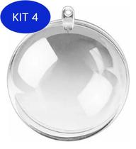 Kit 4 Esfera Bola Acrílica Transparente Desmontável 6,5 Com