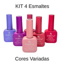 Kit 4 Esmalte Gel Dafu 10ml Cores Variadas Unhas Gel