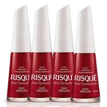 Kit 4 Esmalte Risqué 7 Vermelhos Cor Doce Orgulho Hipoalergênico com 8ml