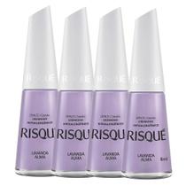 Kit 4 Esmalte Risqué Colorido Cremoso Lavanda Alma 8ml