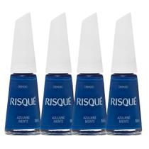 Kit 4 Esmalte Risqué Coloridos Cremoso Cor Azulivre Mente 8ml