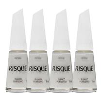 Kit 4 Esmalte Risqué Cor Bianco Puríssimo Hipoalergênico 8ml