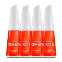 Kit 4 Esmalte Risqué Cor Sol Laranja Anima com 8ml