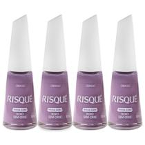 Kit 4 Esmalte Risqué Cremoso Nova Cor Roxo Sem Crise 8ml