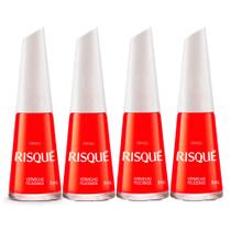 Kit 4 Esmalte Risqué Cremoso Vermelho Felicidade 8ml