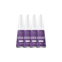 Kit 4 Esmalte Risqué Nova Cor Cremoso Cor Jujuva 8ml