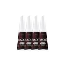 Kit 4 Esmalte Risqué Nova Cor Cremoso Cor Me Deixa Ameixa 8ml