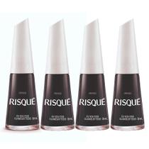 Kit 4 Esmalte Risqué Preto Cremoso Eu Sou Esse Glamour Todo 8ml