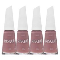 Kit 4 Esmalte Risqué Rosas Cremoso Cor Bali 8ml
