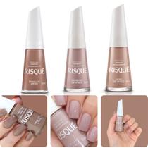 Kit 4 Esmalte Risque Tons Nudes Cremoso Hipoalergênico