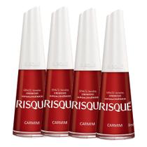 Kit 4 Esmalte Risqué Vermelho Cremoso Carmim 8ml