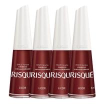 Kit 4 Esmalte Risque Vermelho Cremoso Licor com 8ml