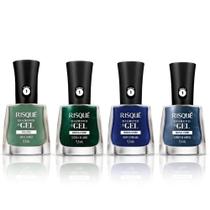 Kit 4 Esmaltes Risqué Diamond Gel Tons Verdes E Azul