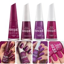 Kit 4 Esmaltes Risque Tons Roxo Cremoso Hipoalergenico Kit 4 Esmaltes Risque Tons Roxo Cremoso Hipoalergenico
