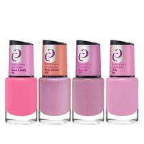 Kit 4 Esmaltes Rosas Rosa Cindy Rosa Glow Iogurte July Cora