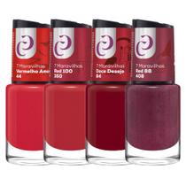 Kit 4 Esmaltes Vermelhos Tons Quentes Coleção 7 Maravilhas 10ml Cora