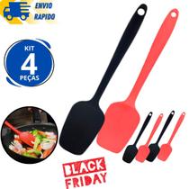 Kit 4 Espátula De Silicone Reta Chapeiro Antiaderente Utensílio de Cozinha Restaurante Casa