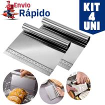 Kit 4 Espátula Tubular Inox Raspadora e Cortador para Massas, Bolo, Legumes e Cozinha Multiuso