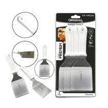 Kit 4 Espátulas Curvas de Inox Profissionais de 3 Pol para Chapeiro