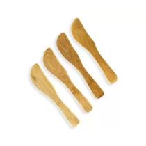 Kit 4 Espátulas de Bambu Para Manteiga Patê Geleia 9,5cm