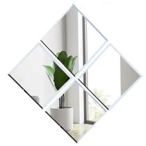 Kit 4 Espelho Quadrado Bisotê Baneiro Salão 20x20 Lapidado