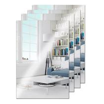kit 4 espelhos adesivo decorativo de parede retangular 20x30 plastico espelhado flexivel sala quarto