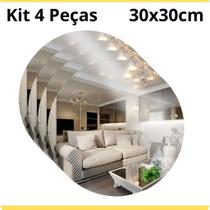 Kit 4 Espelhos de Parede 30x30cm em Acrílico Flexível com Instalação Fácil e Design Moderno para Sal