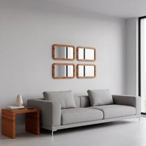 Kit 4 Espelhos Decorativos 45x25cm Retangular Poli